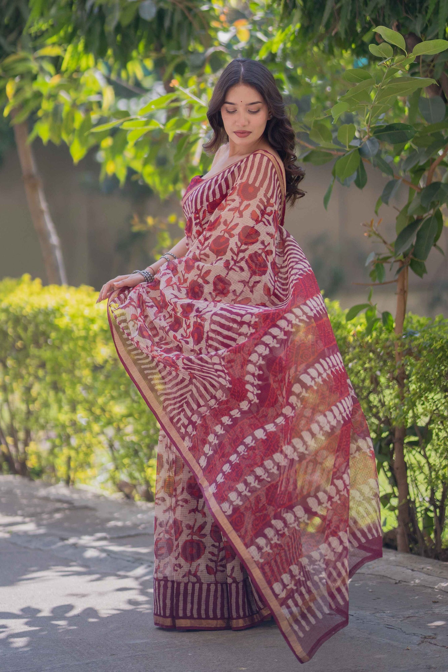 Chitralekha- Floral Kota Doria Saree