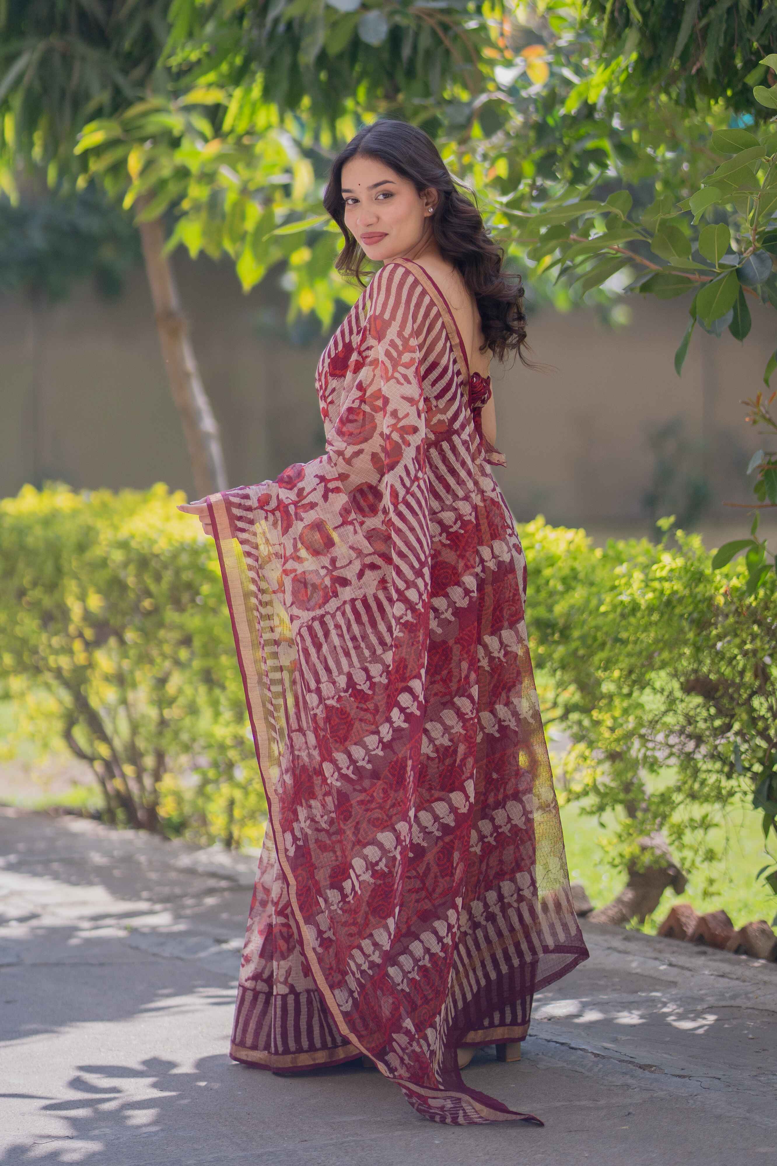 Chitralekha- Floral Kota Doria Saree