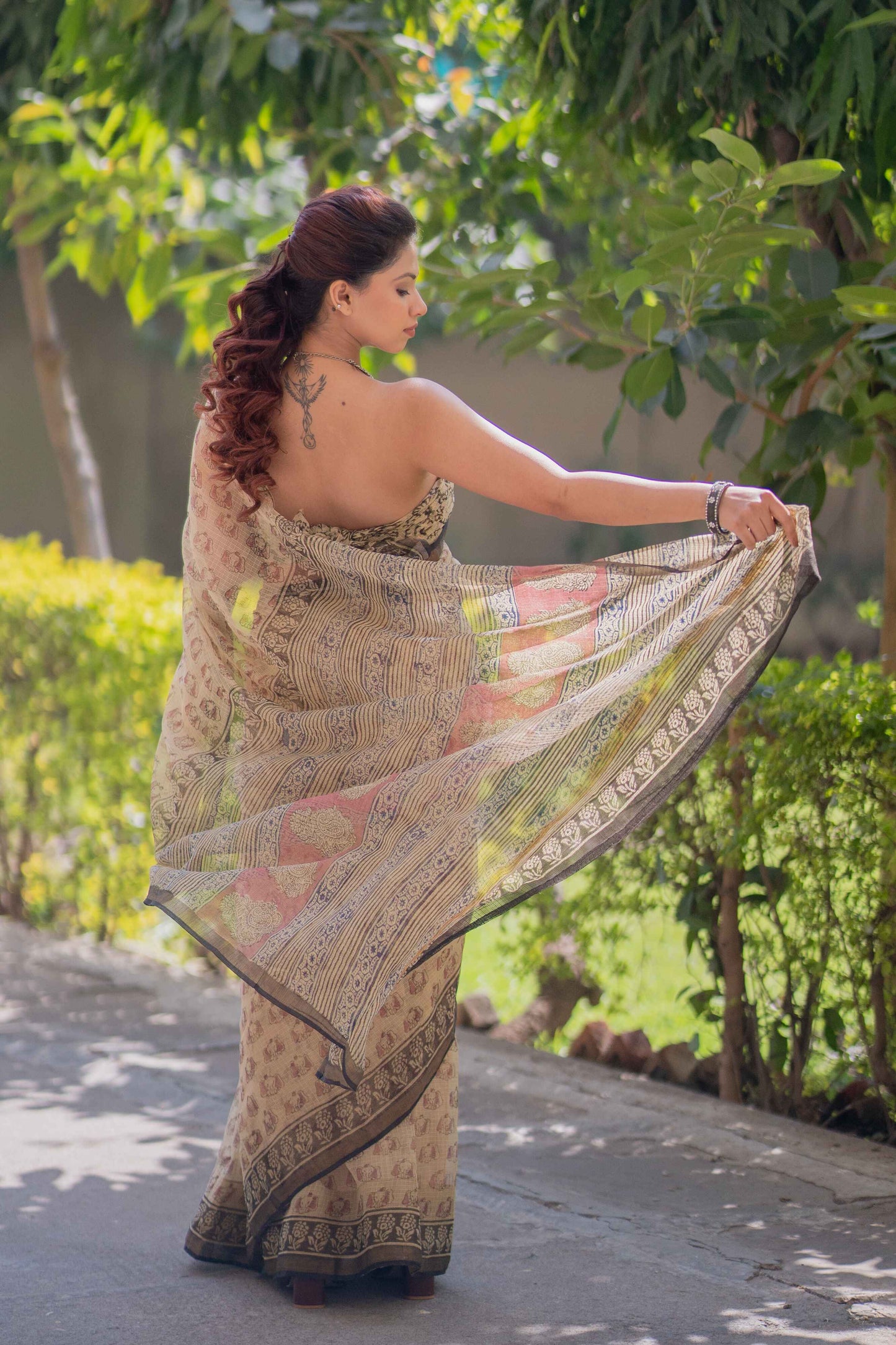 Vanaja - Elephant Print Kota Doria Saree