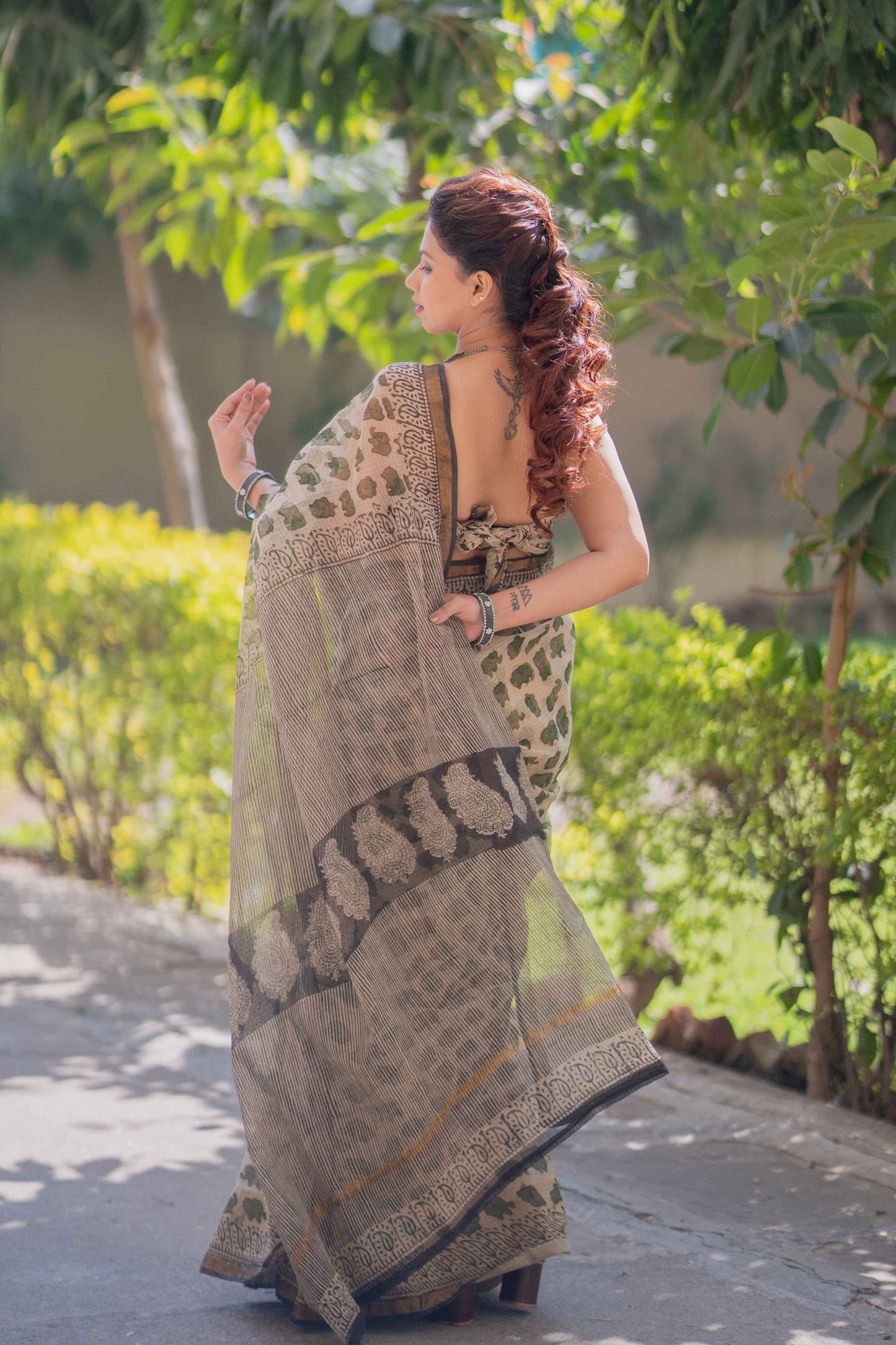 Gajrekha - Cream Kota Doria Saree