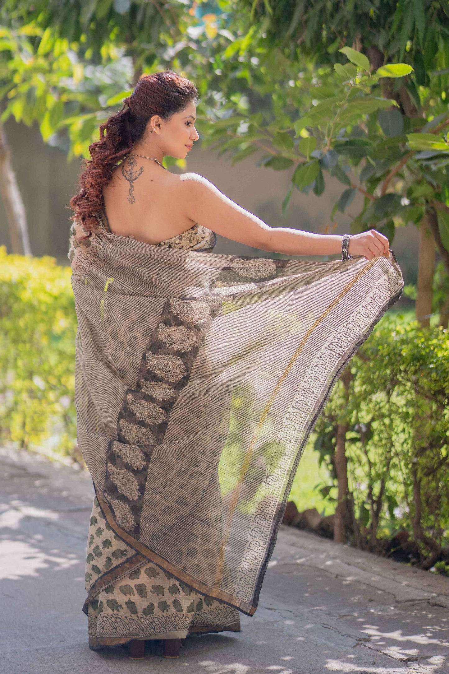 Gajrekha - Cream Kota Doria Saree