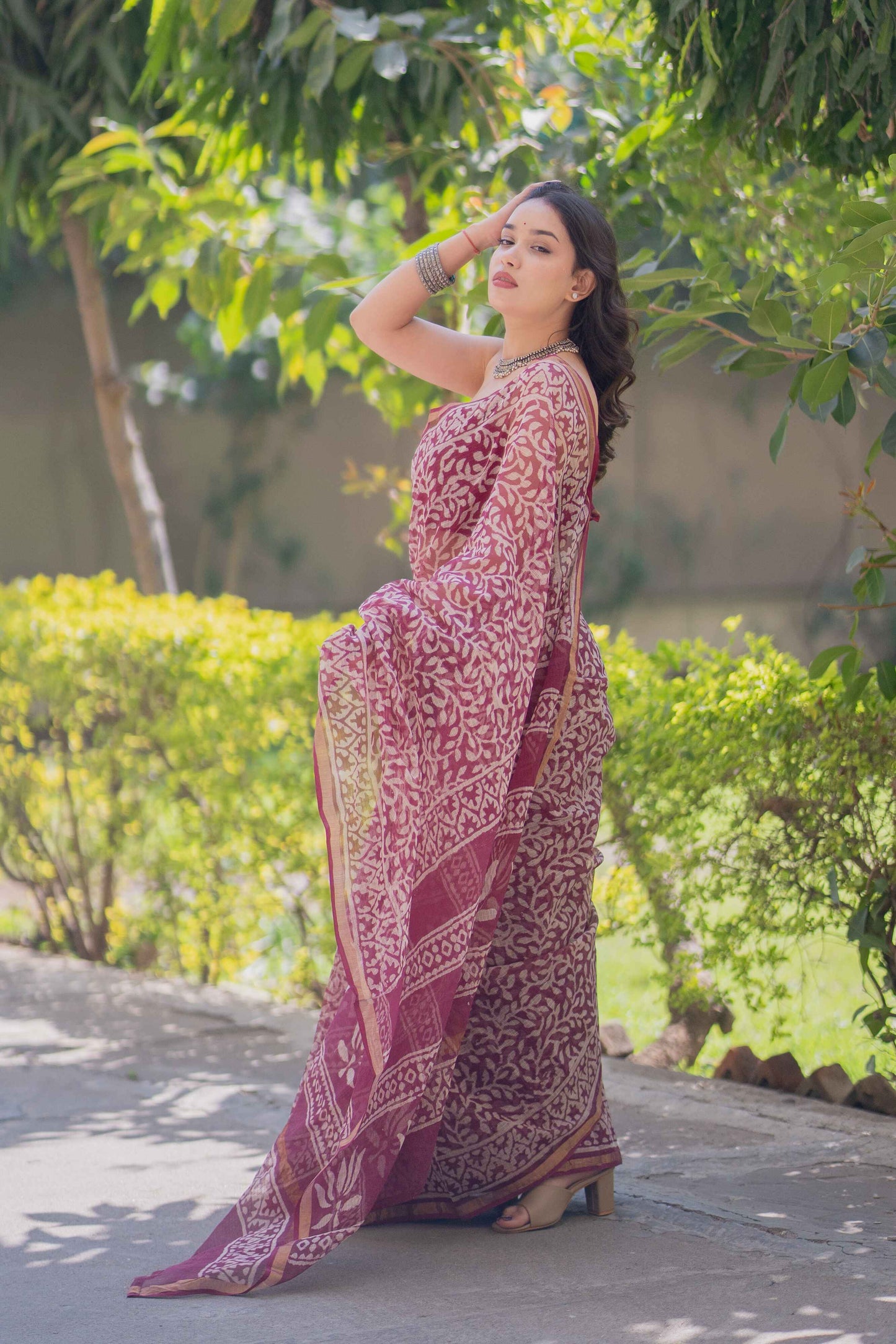 Sugandhika- Leaf Print Kota Doria Saree