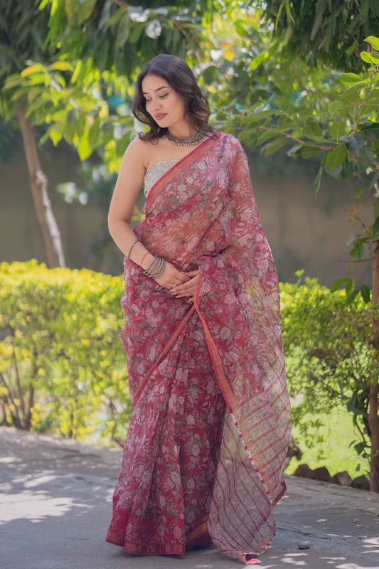 Gulzarika- Floral Kota Doria Saree