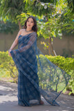 Neelanjali - Indigo Checks Kota Doria Saree