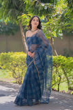 Neelanjali - Indigo Checks Kota Doria Saree