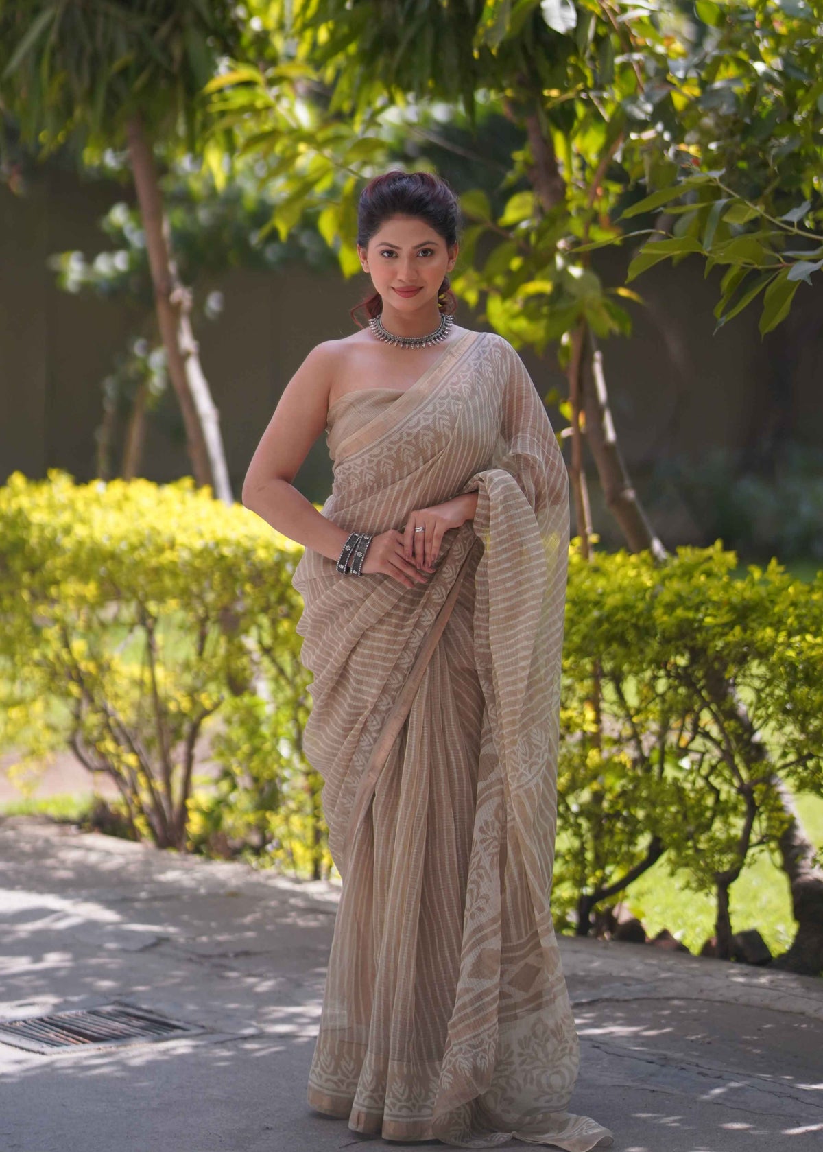 Chitrasena - Striped Kota Doria Saree