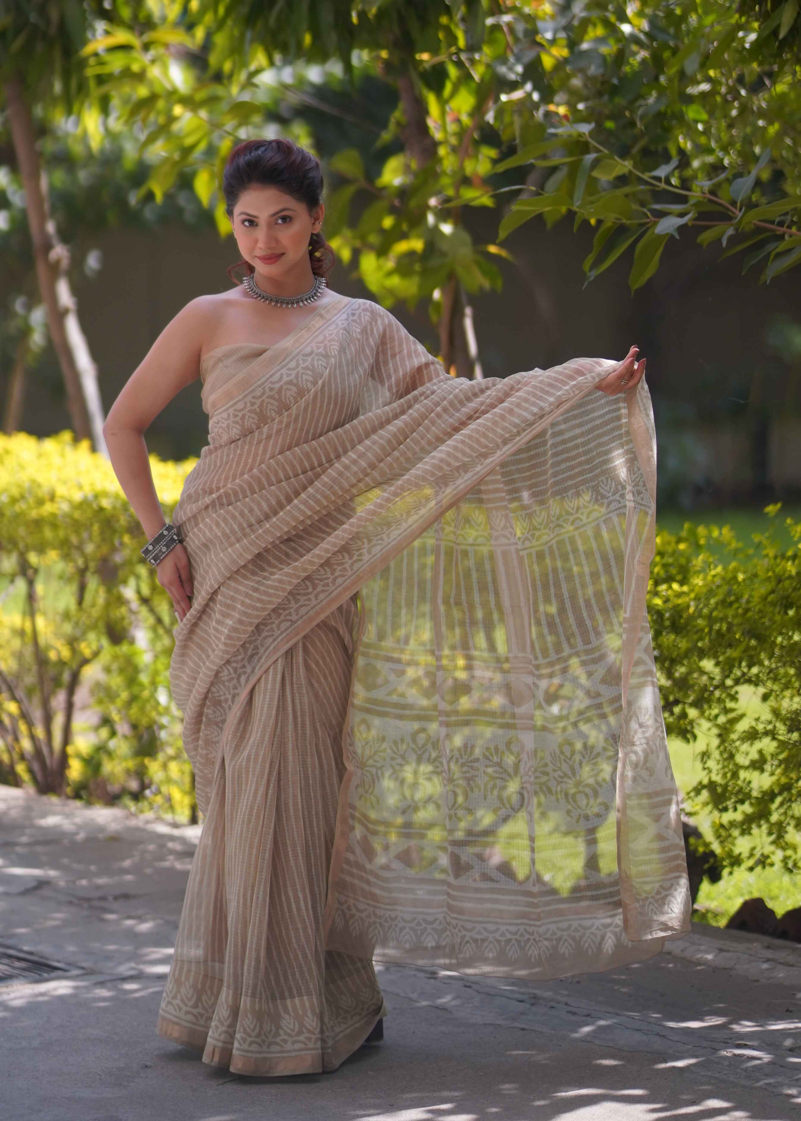 Chitrasena - Striped Kota Doria Saree