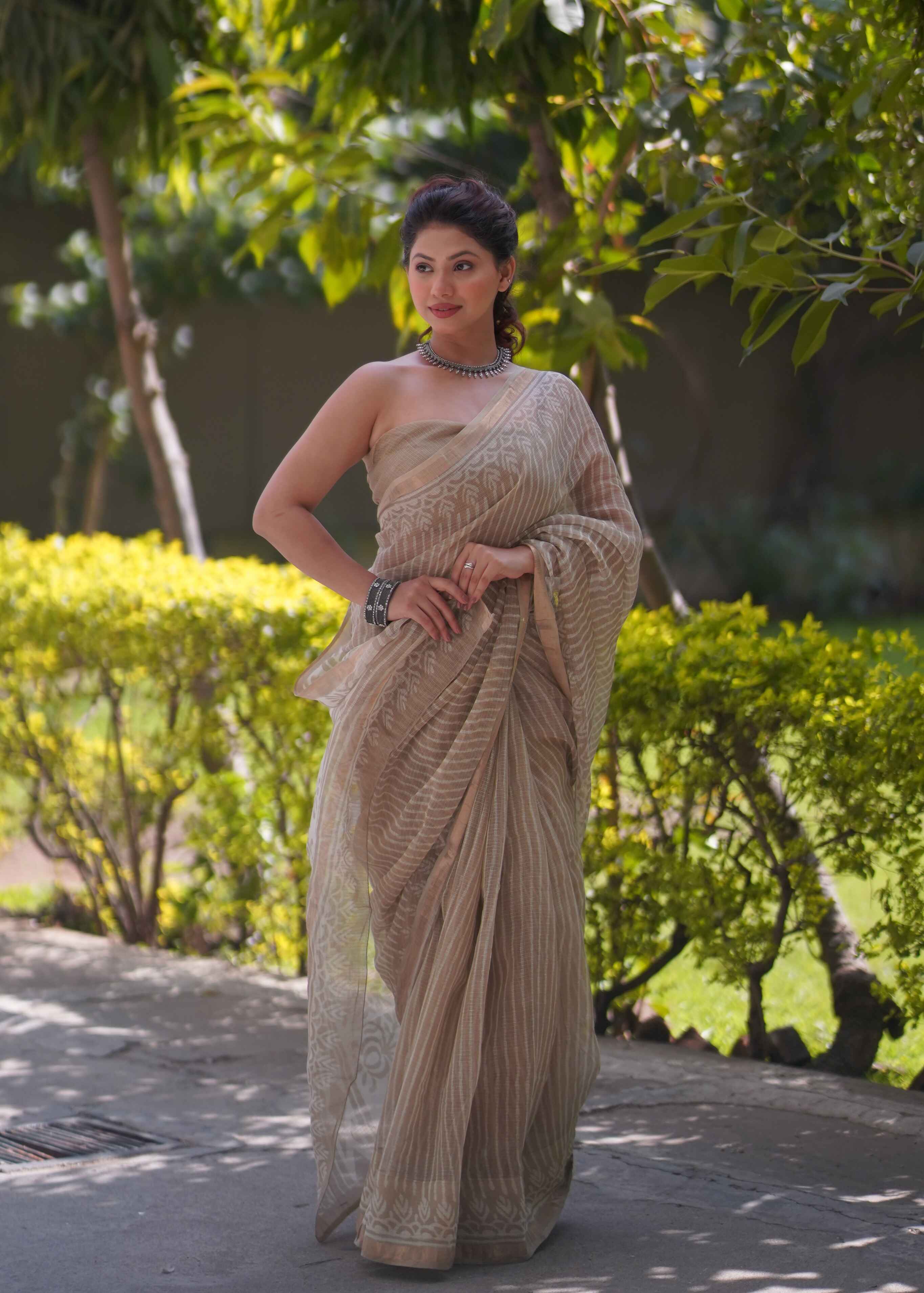 Chitrasena - Striped Kota Doria Saree