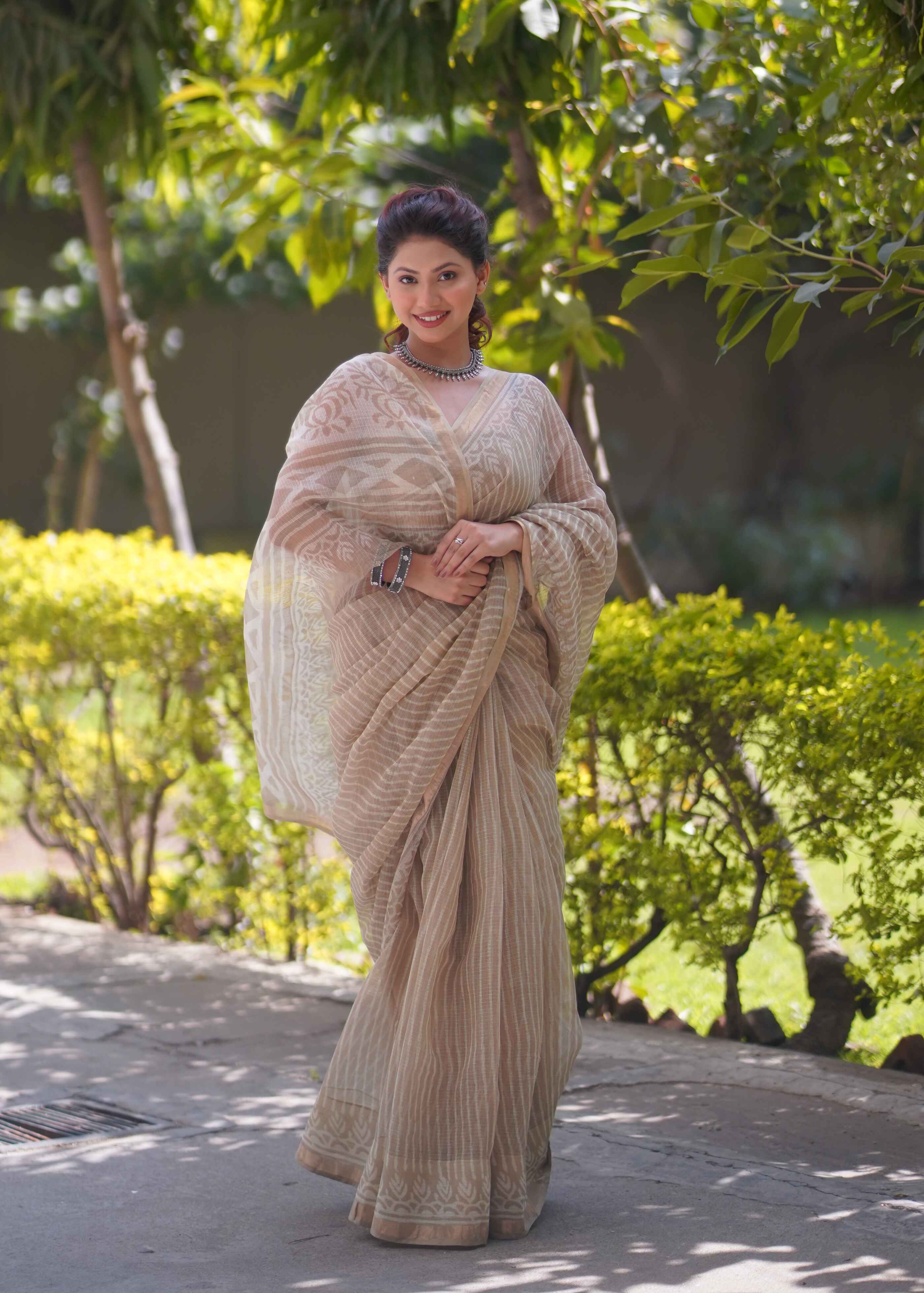 Chitrasena - Striped Kota Doria Saree
