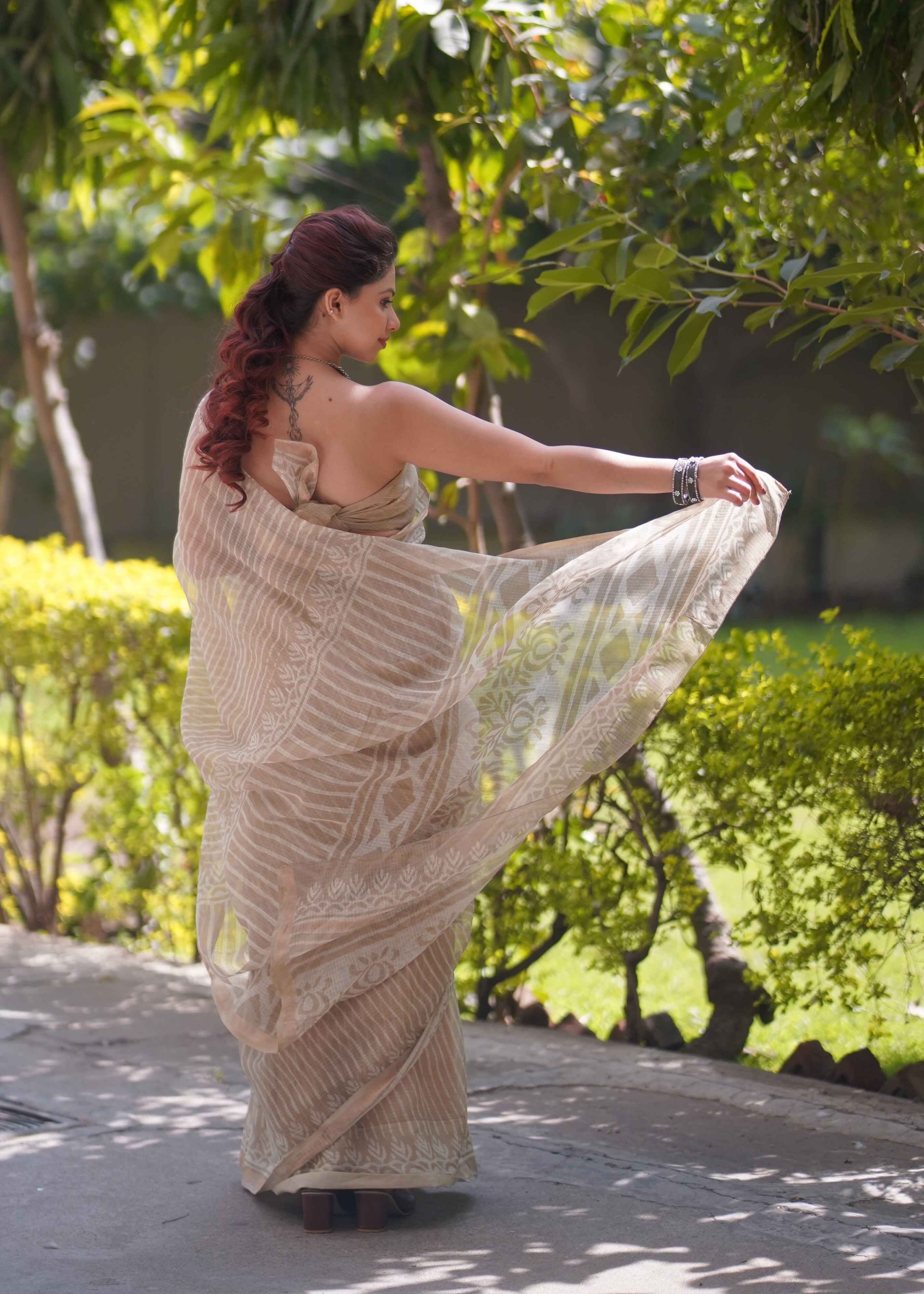 Chitrasena - Striped Kota Doria Saree