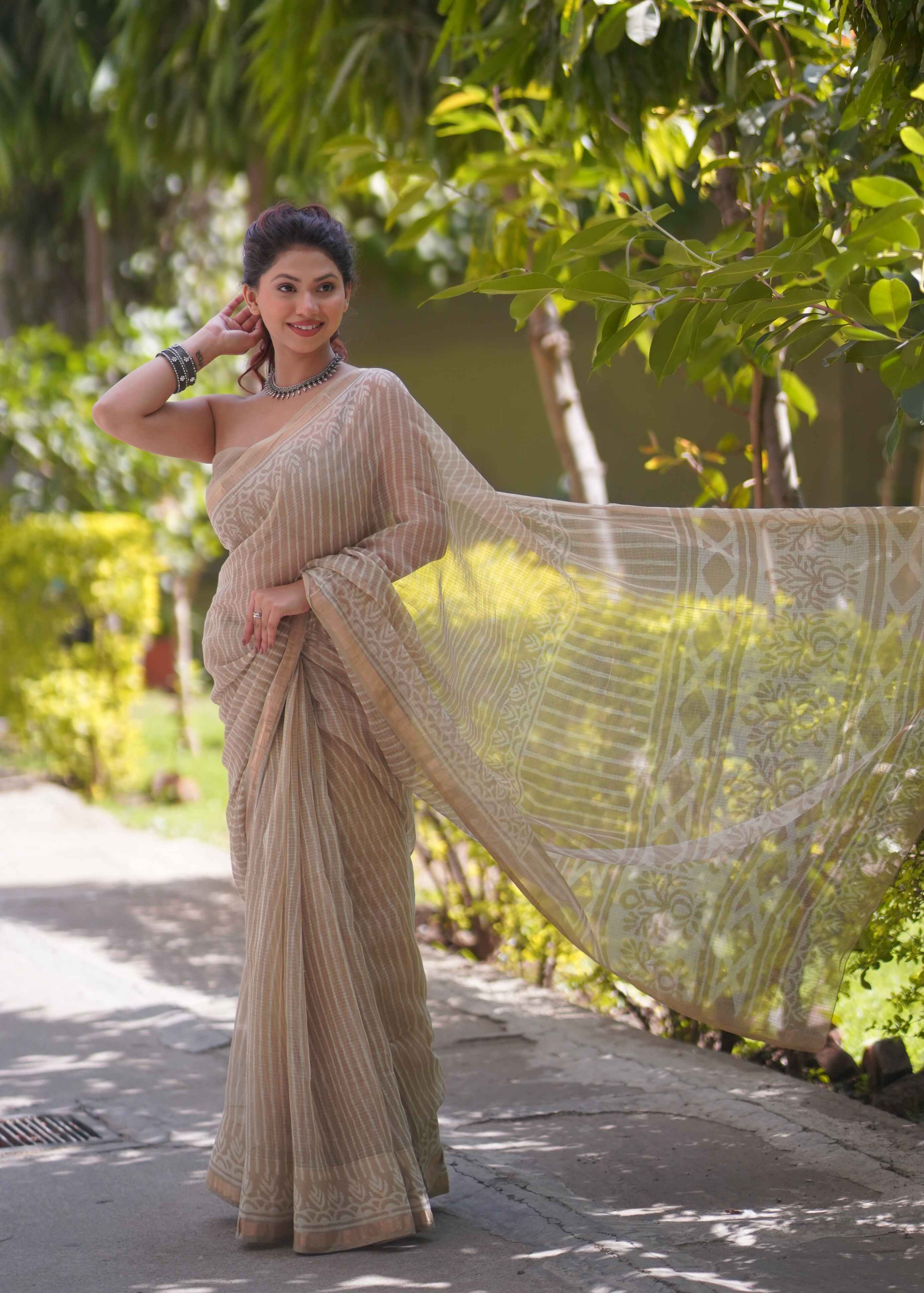 Chitrasena - Striped Kota Doria Saree