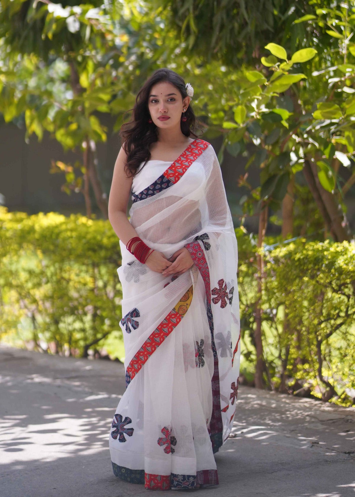 Raina- White Kota Doria Saree