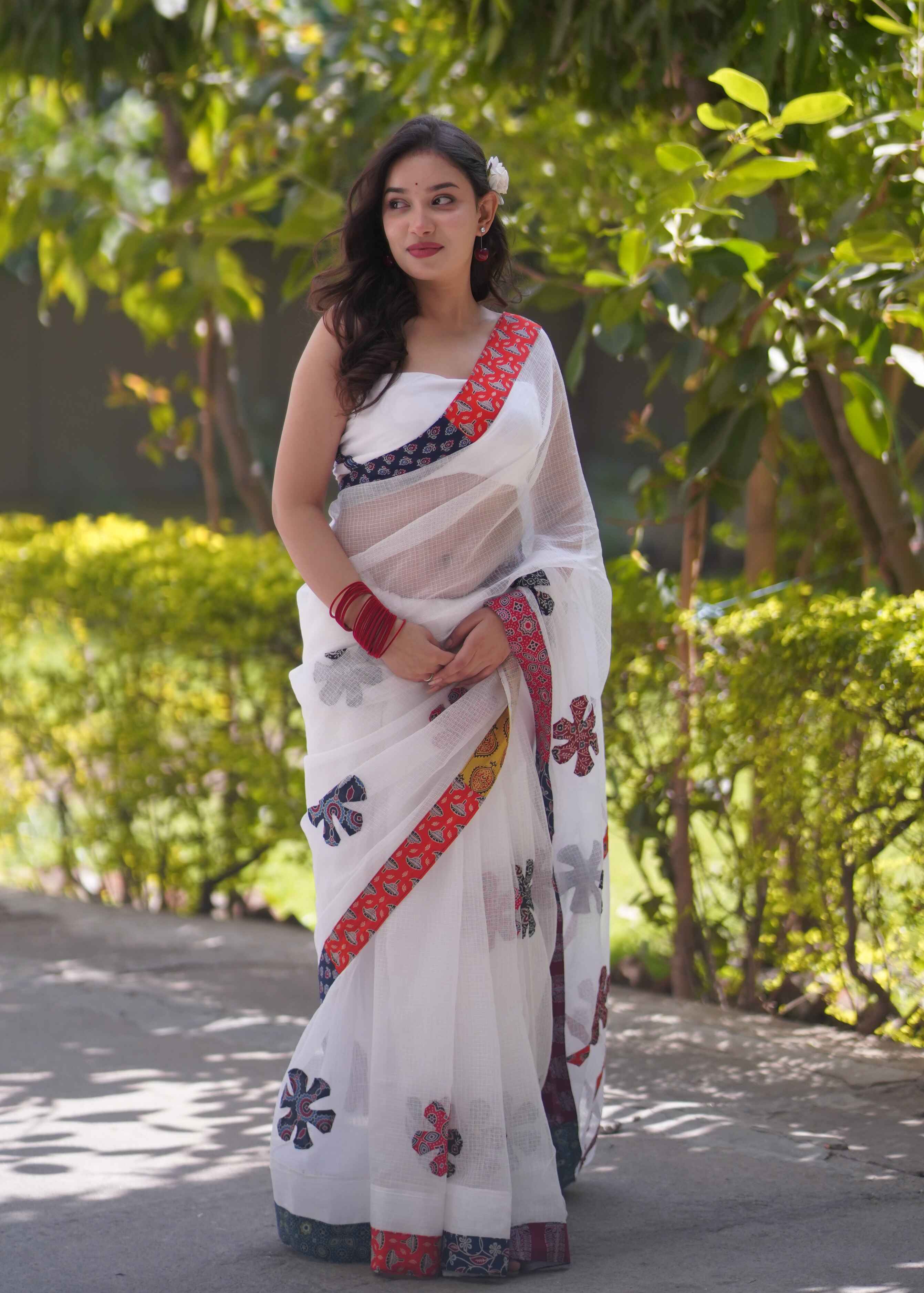 Raina- White Kota Doria Saree