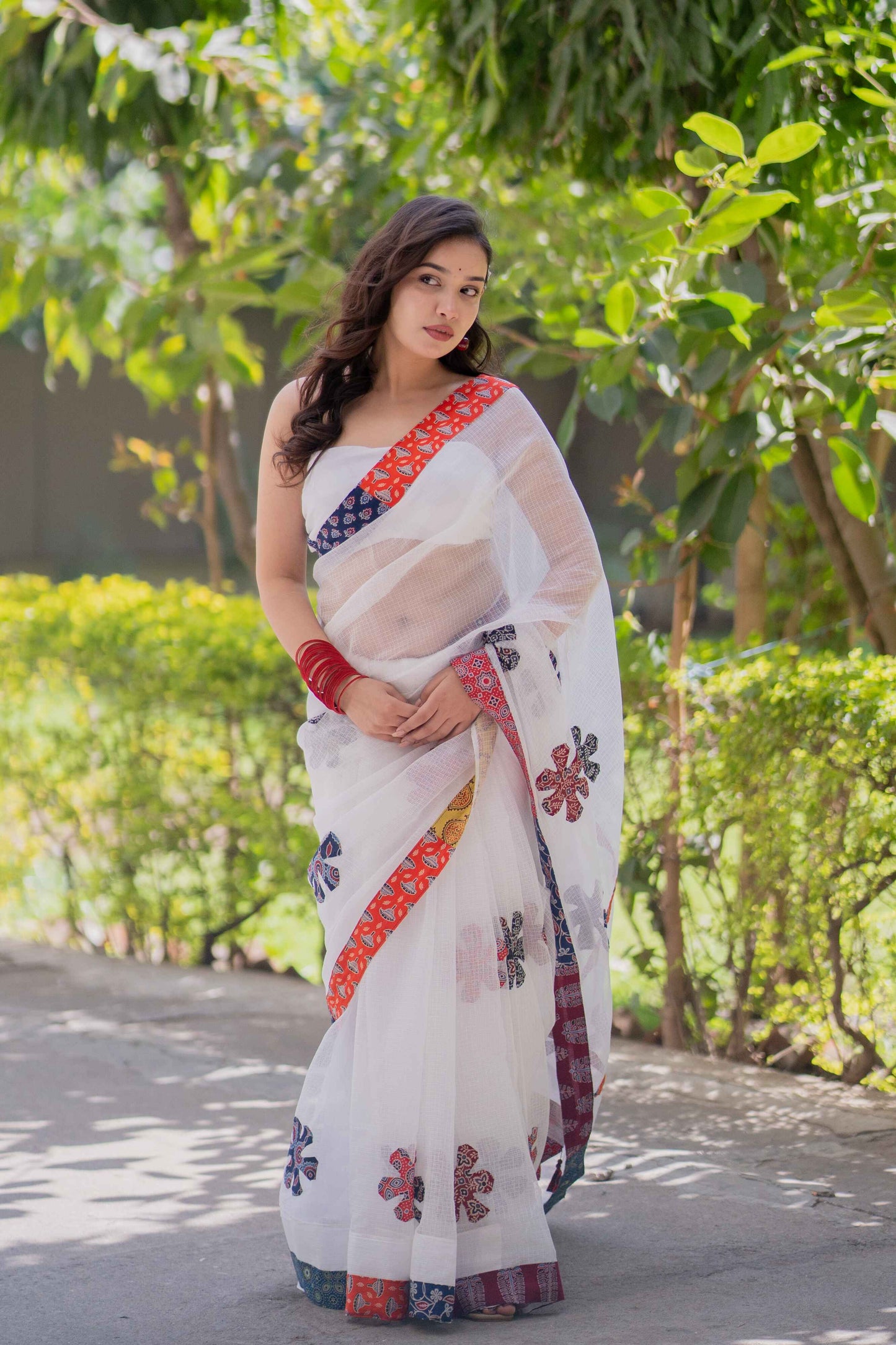 Raina- White Kota Doria Saree