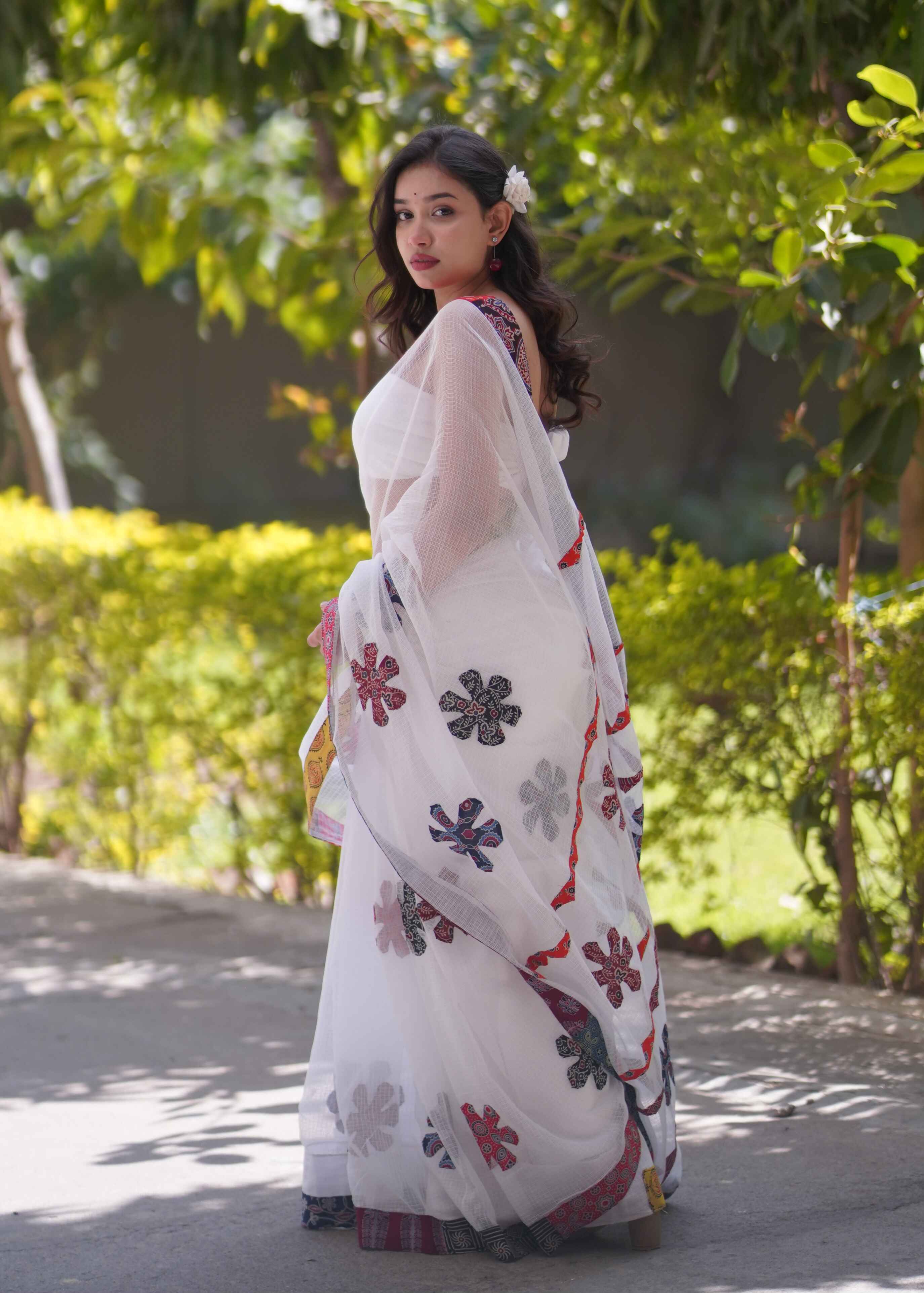 Raina- White Kota Doria Saree
