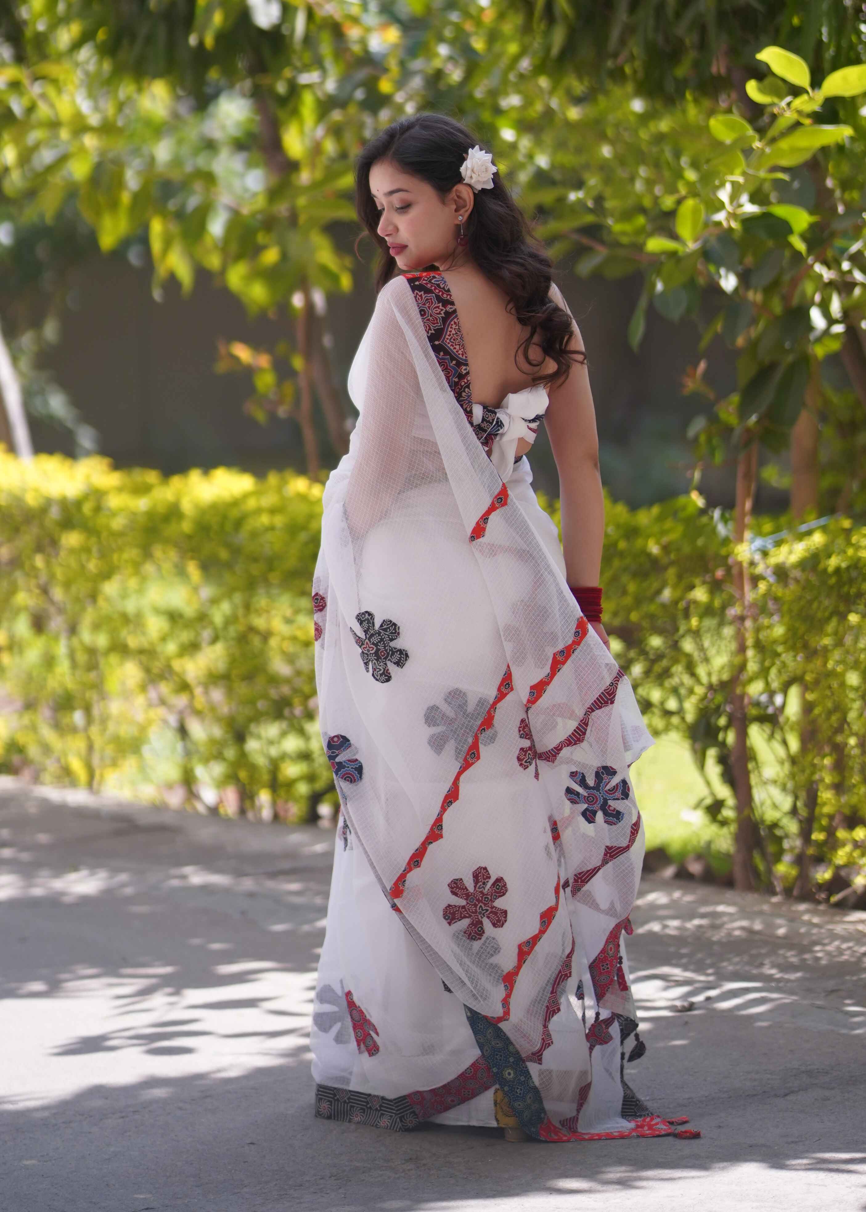 Raina- White Kota Doria Saree