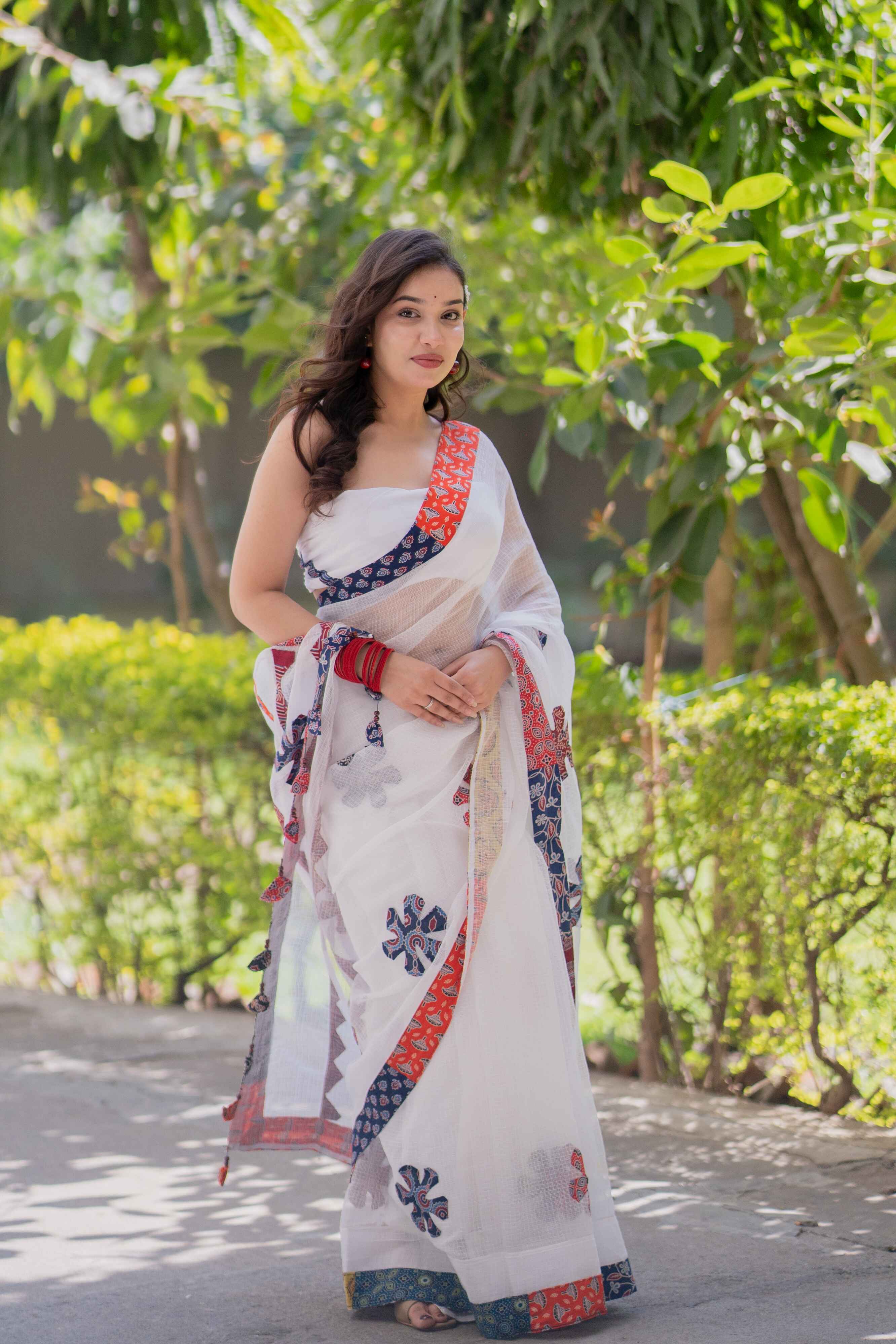 Raina- White Kota Doria Saree