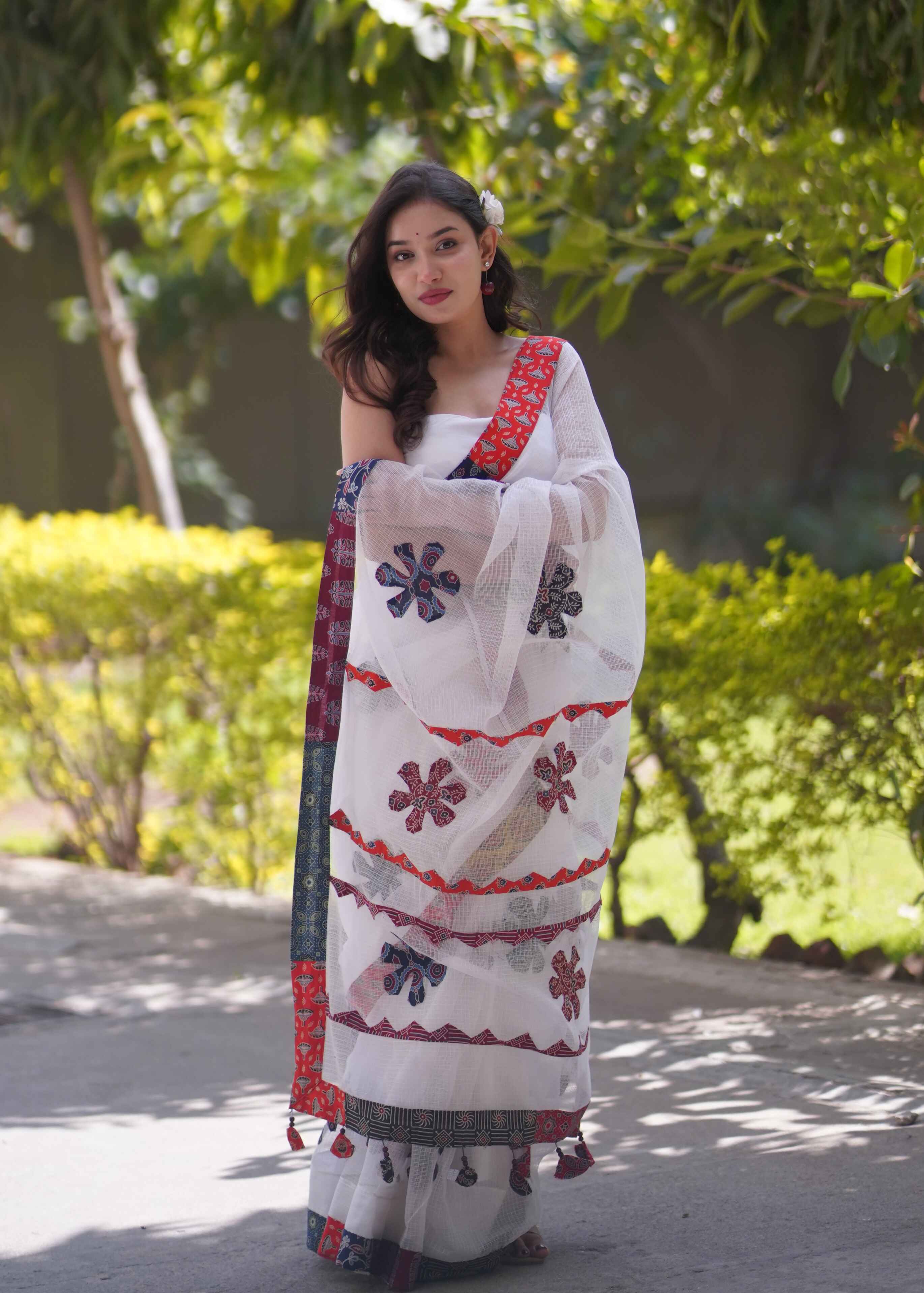 Raina- White Kota Doria Saree