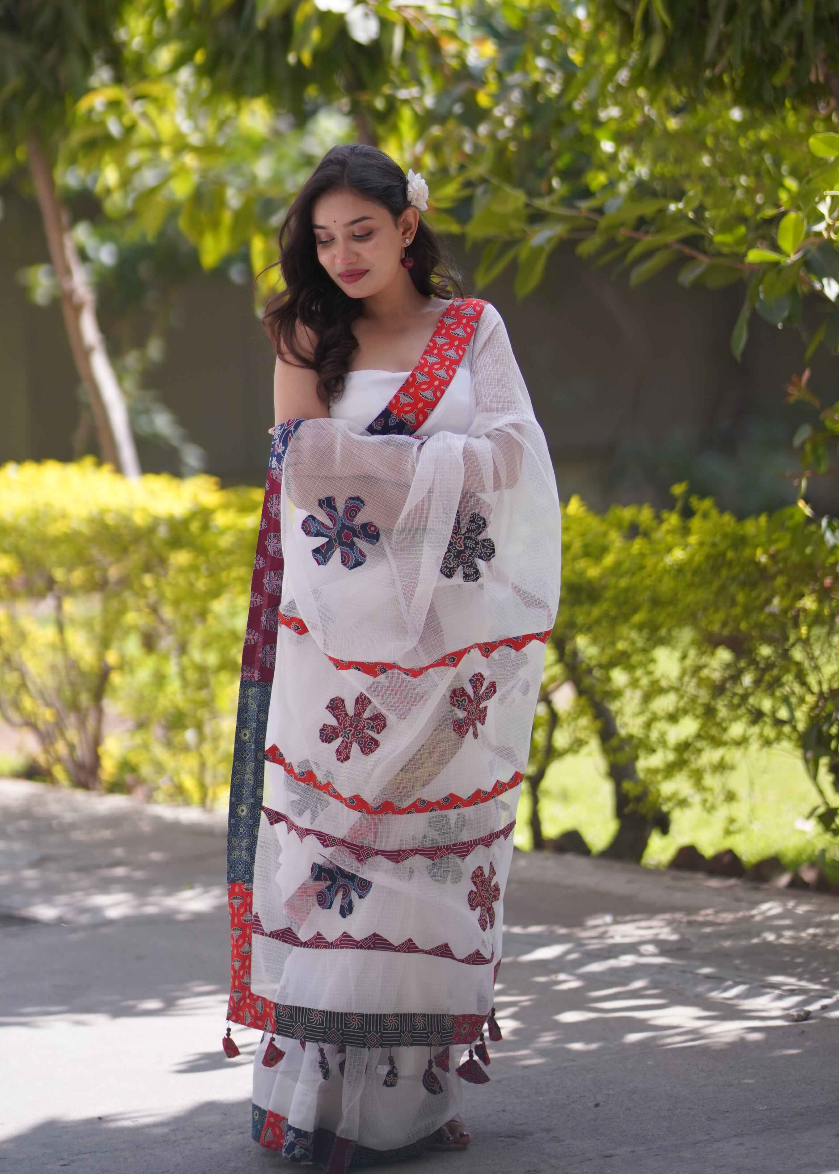 Raina- White Kota Doria Saree