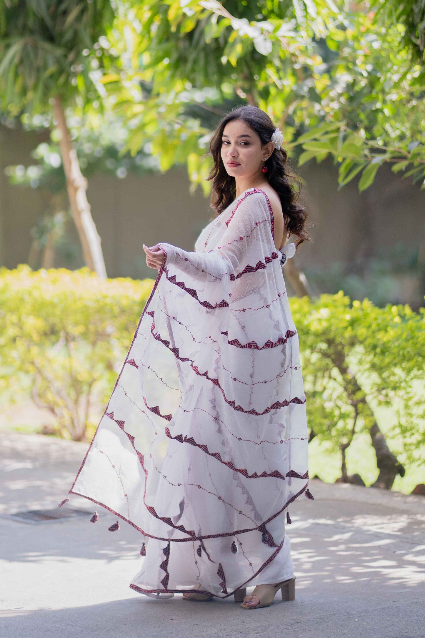 Vidyuta - White Kota Doria Saree