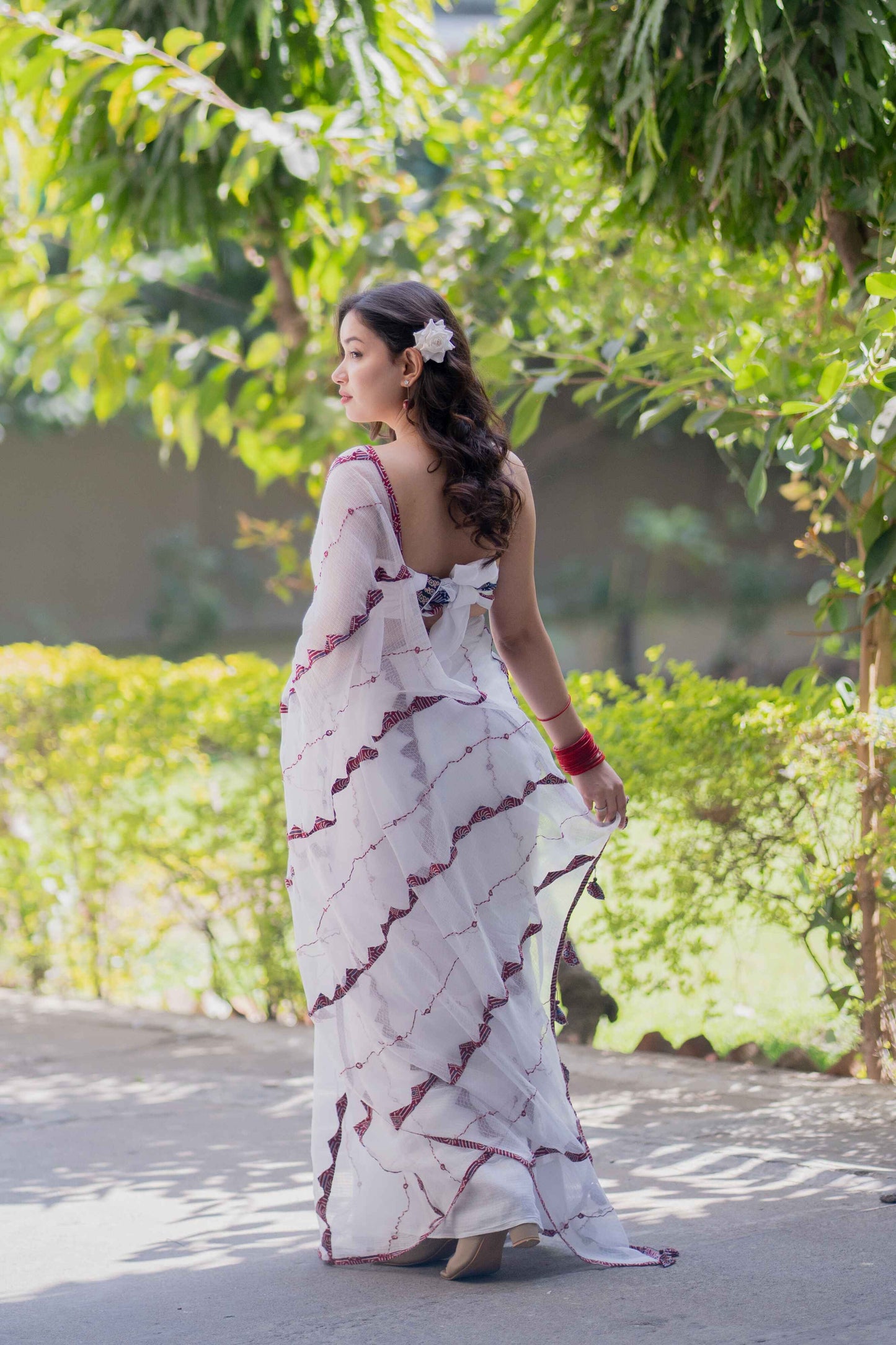 Vidyuta - White Kota Doria Saree