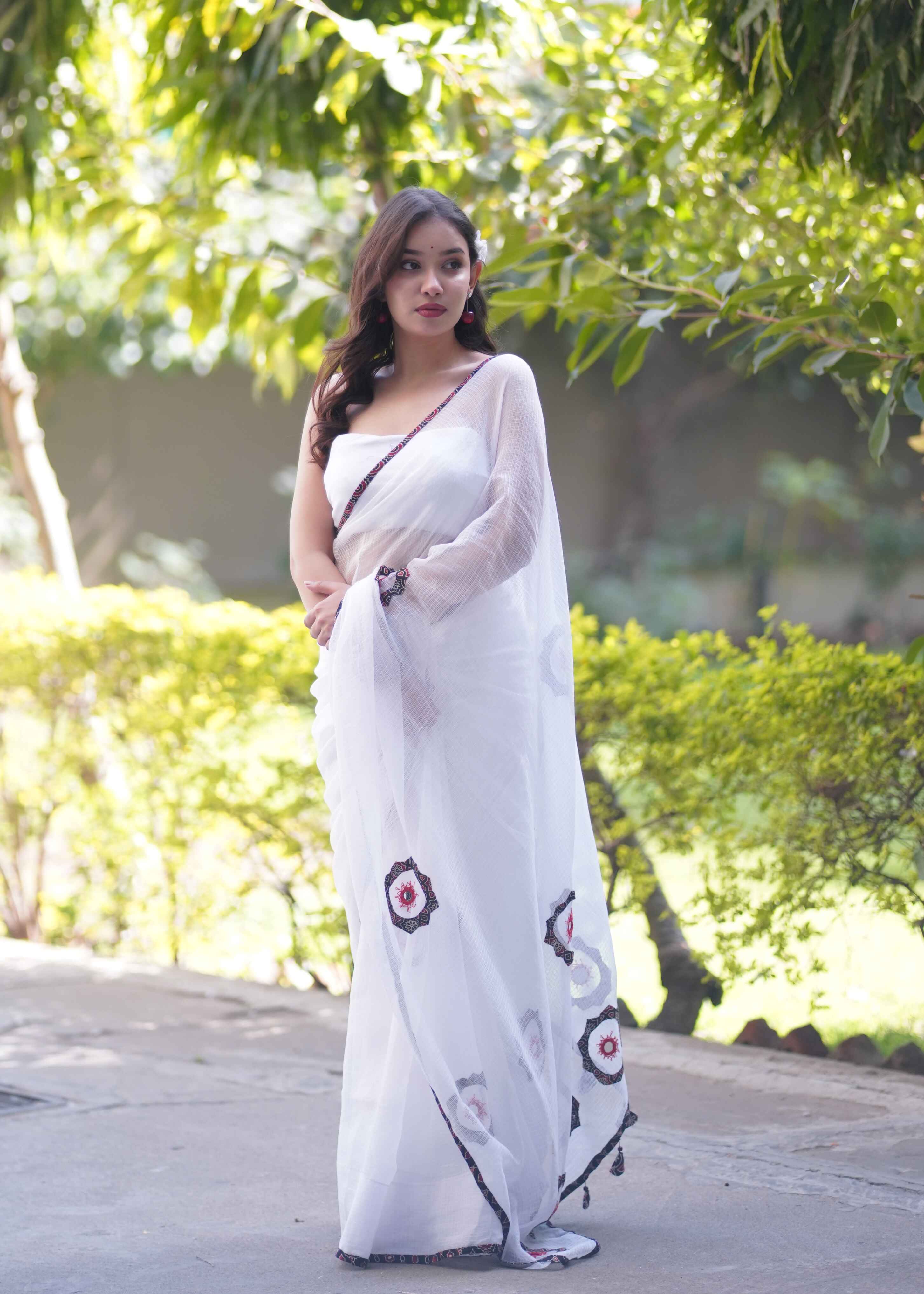 Vidyuta - White Kota Doria Saree