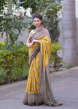 Swarnjaya- Yellow Maheshwari Silk Saree