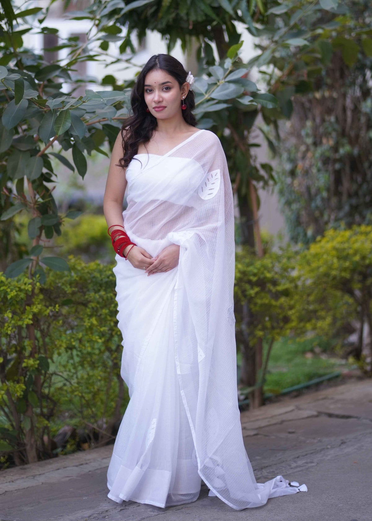 Kritika- White Kota Doria Saree