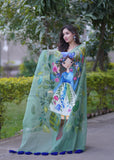 Whispering Wines- Green Handpainted Kota Saree