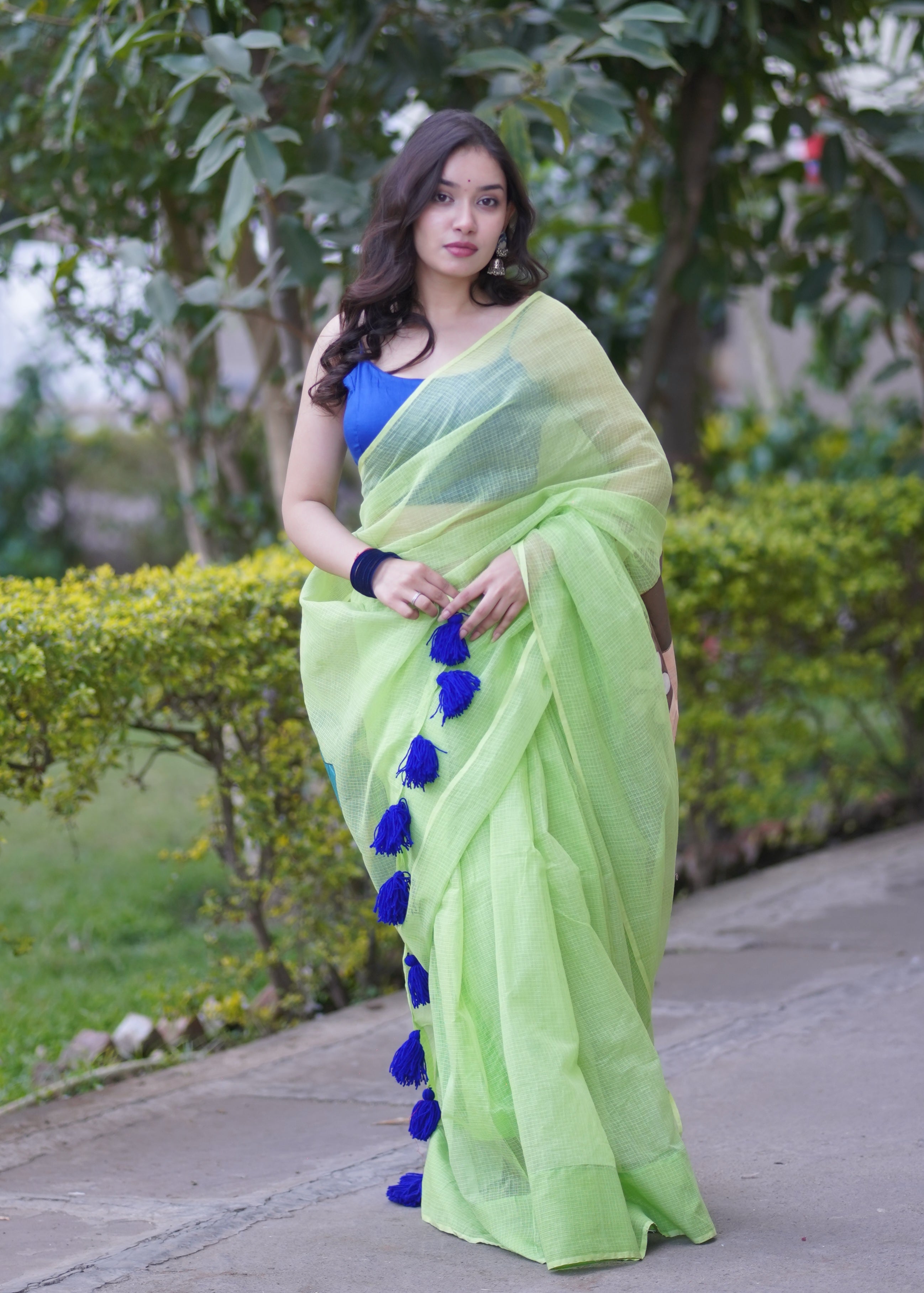 Meadow Muse- Green Handpainted Kota Saree