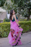 Angel Blush - Pink Handpainted Kota Saree