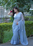 Vanshika - Grey Applique Kota Saree