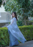Vanshika - Grey Applique Kota Saree