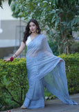 Vanshika - Grey Applique Kota Saree