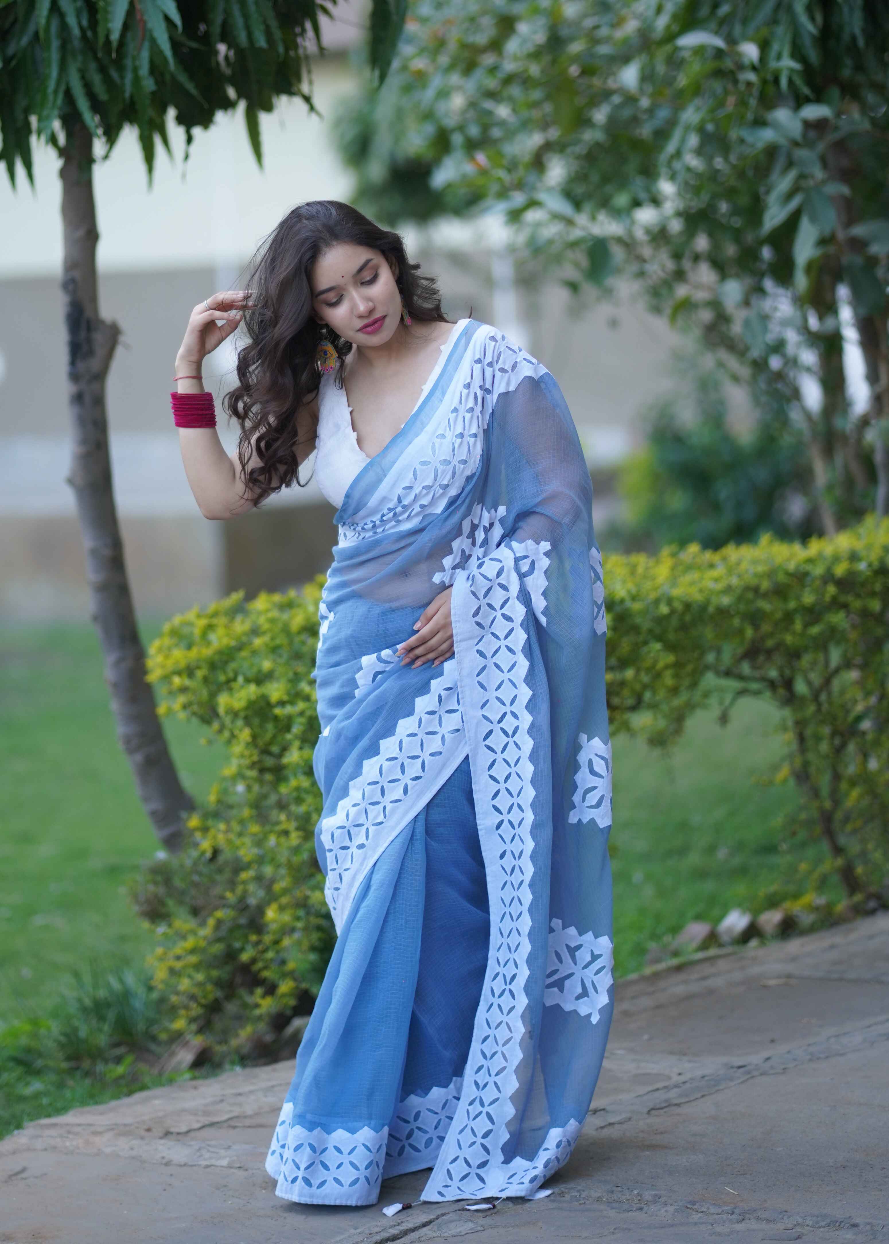 Geeta - Applique Kota Doria Saree