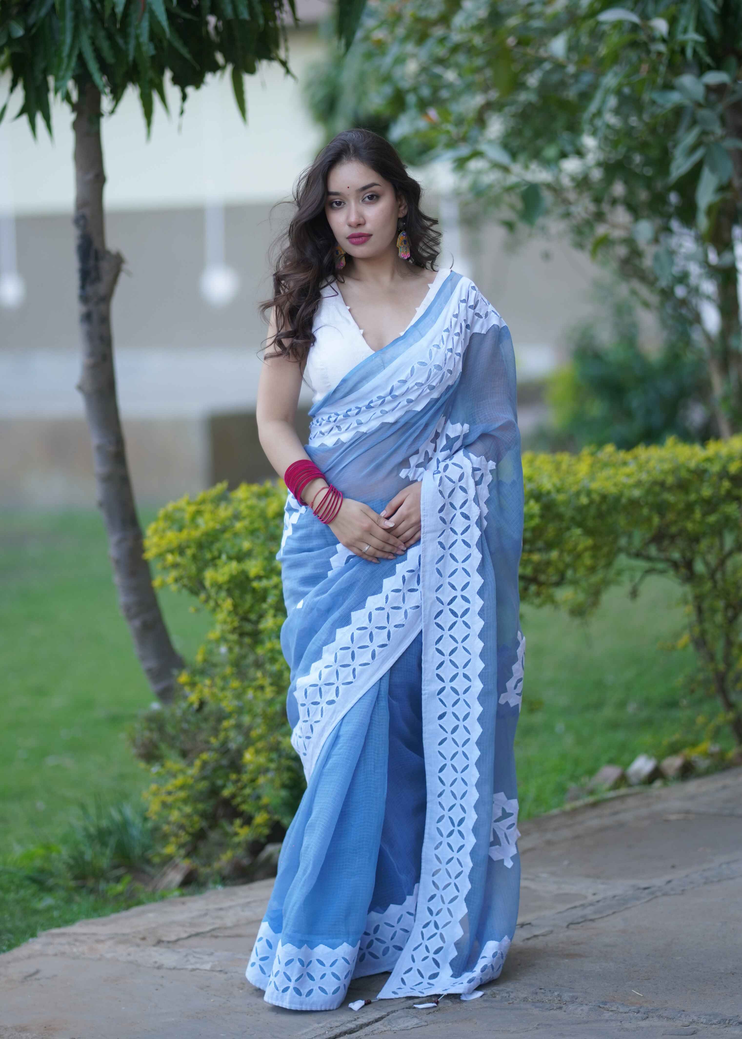 Geeta - Applique Kota Doria Saree
