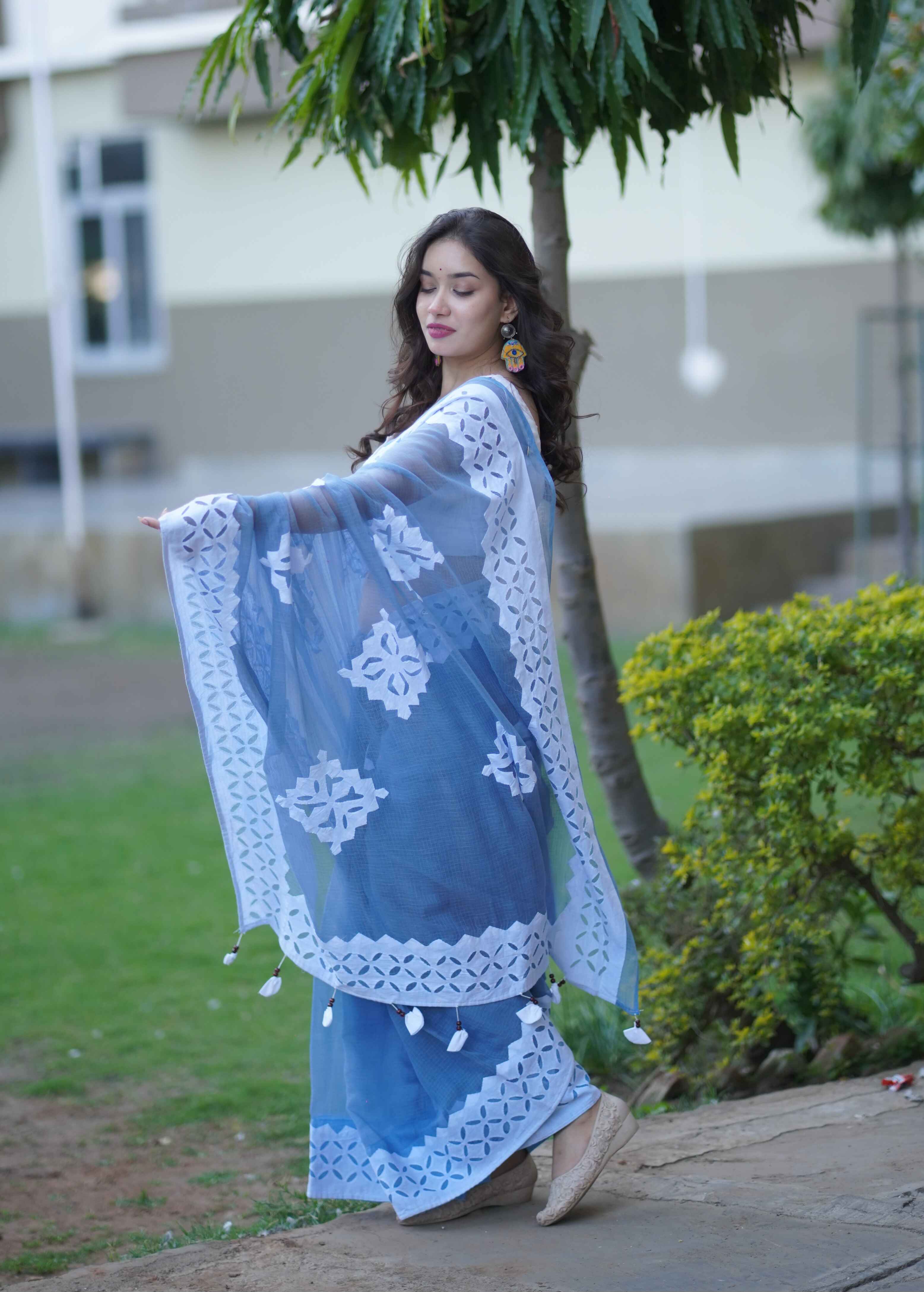 Geeta - Applique Kota Doria Saree