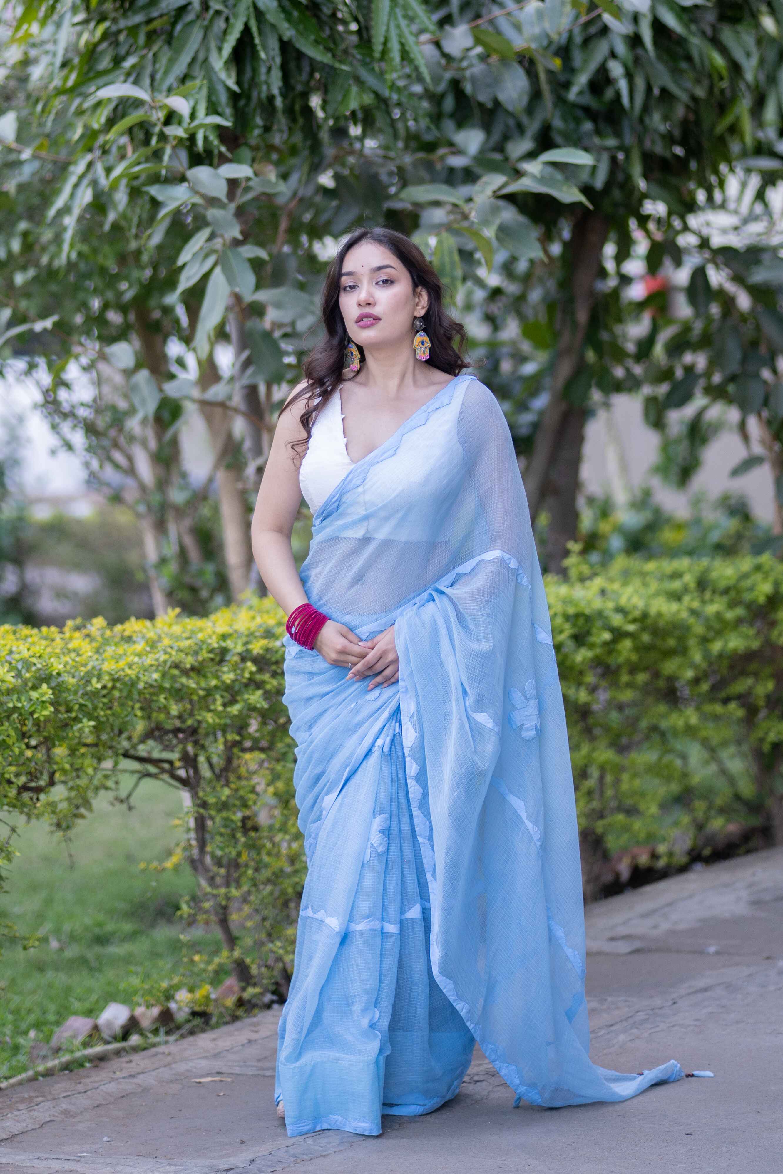 Neeta - Blue Kota Doria Saree