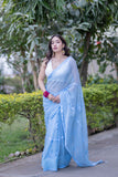 Neeta - Blue Kota Doria Saree