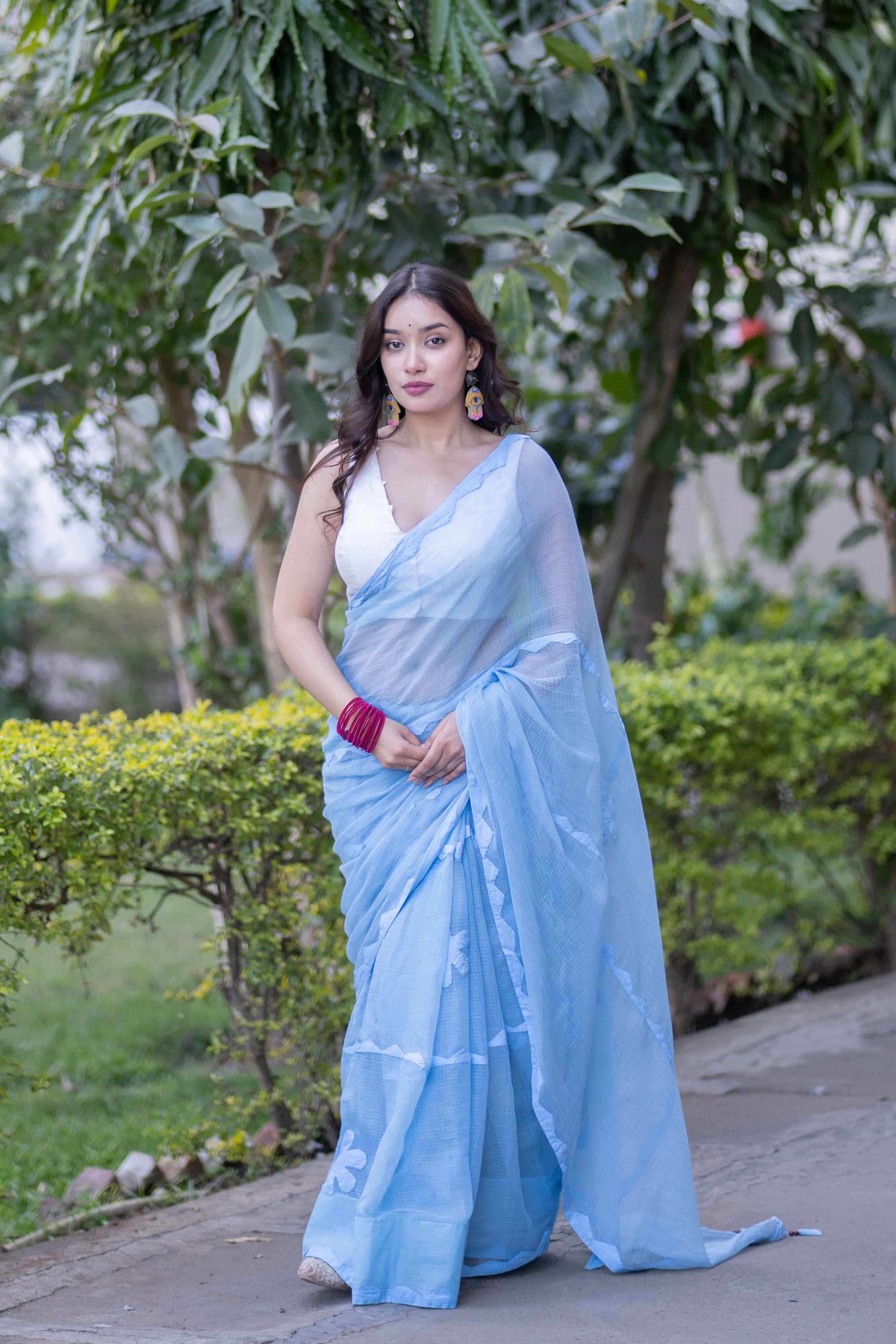 Neeta - Blue Kota Doria Saree