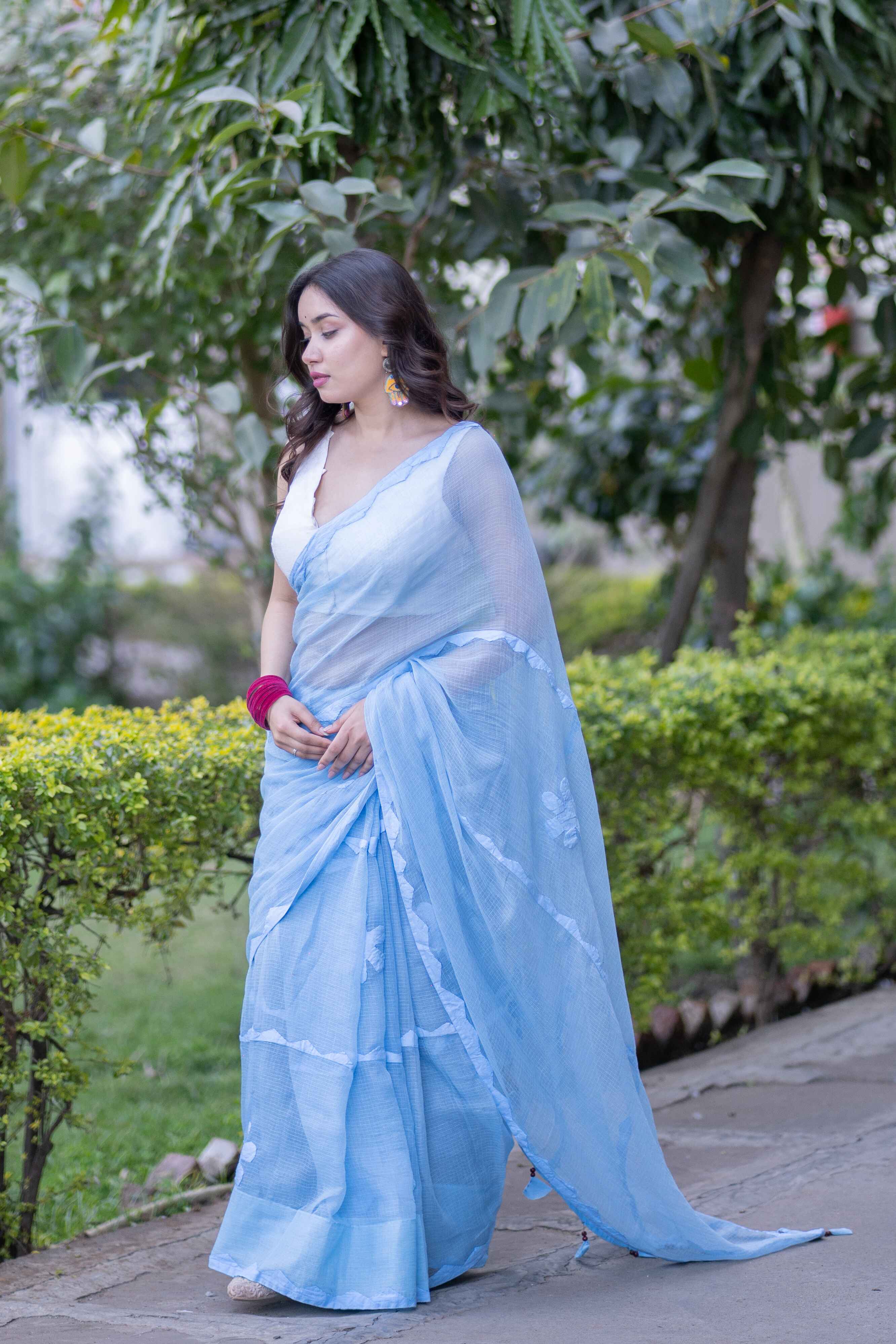 Neeta - Blue Kota Doria Saree