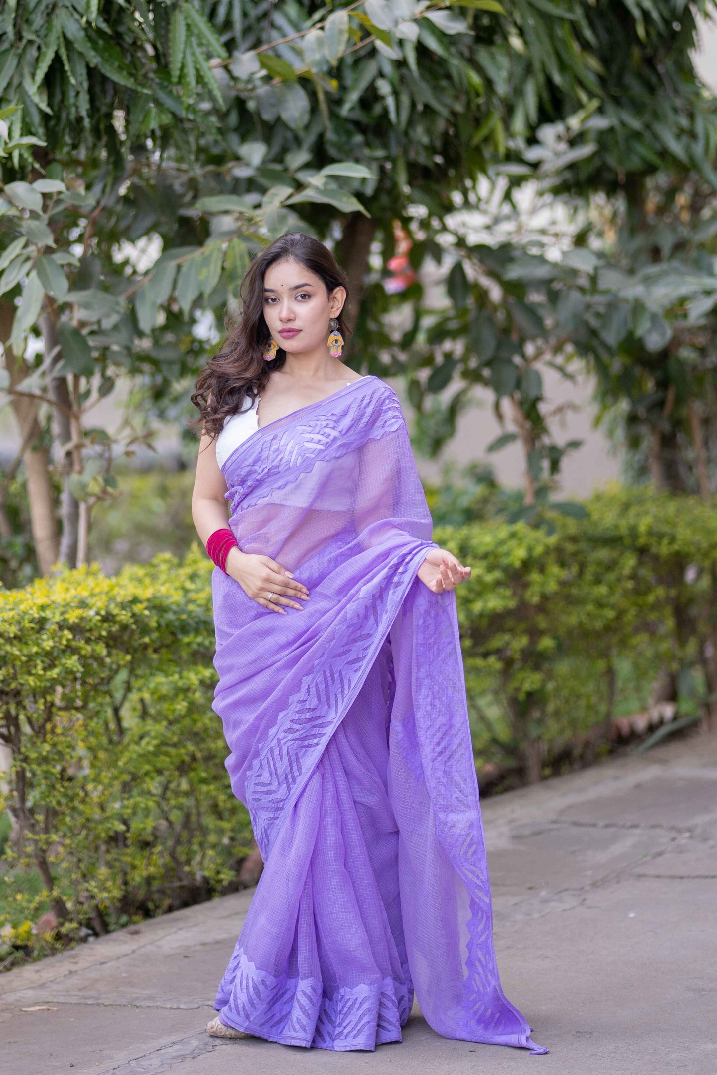 Meena - Purple Kota Doria Saree