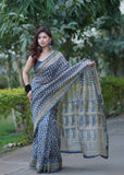 Sharvangi- Blue Maheshwari Silk Saree