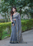 Sharvangi- Blue Maheshwari Silk Saree