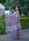 Rangchhavi- Pink Floral Kota Doria Saree