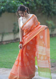 Surangana - Orange Kota Doria Saree