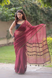 Rajeshwari- Maroon Applique Kota Saree
