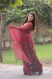 Rajeshwari- Maroon Applique Kota Saree