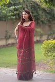 Rajeshwari- Maroon Applique Kota Saree