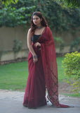 Rajeshwari- Maroon Applique Kota Saree